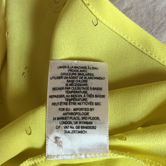Anthropologie Vanessa Virginia Fieldbloom Peasant Blouse Yellow; Size 4 - Picture 8 of 8